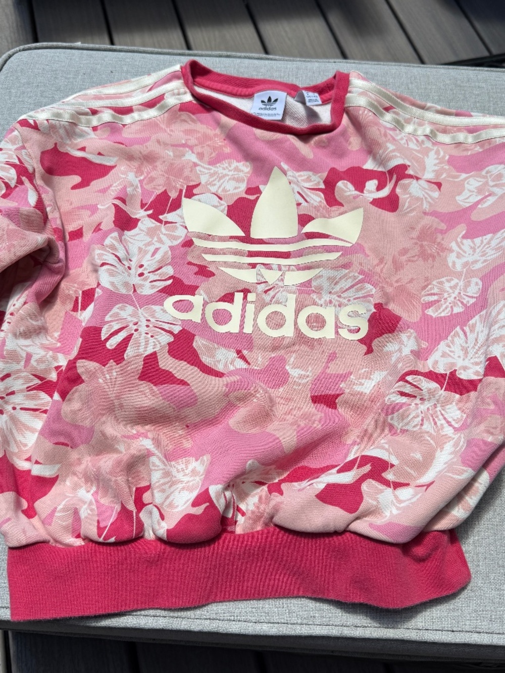Adidas Originals Youth Pink Floral Flower Crewneck Sweatshirt 9-10Y Youth Small